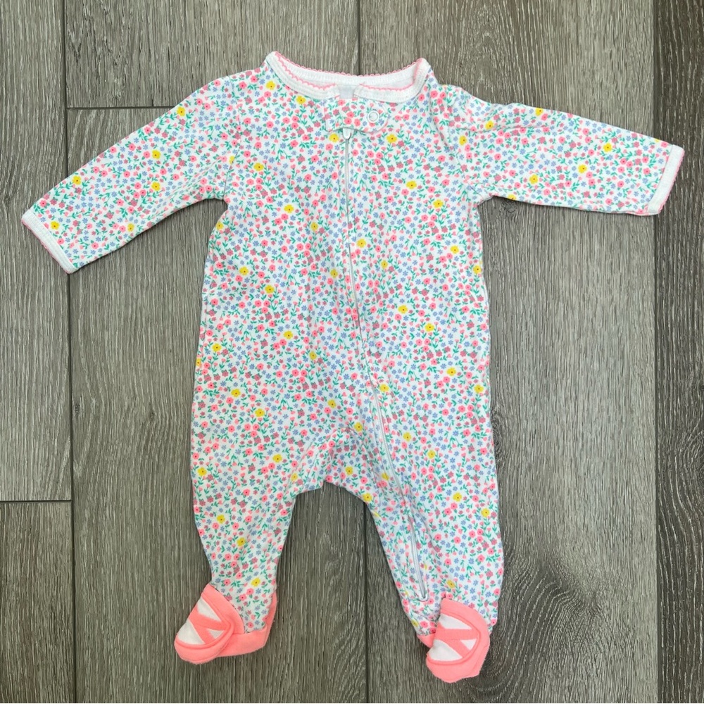 CARTERS ZIP UP FOOTED SLEEPER FLORAL 3MO